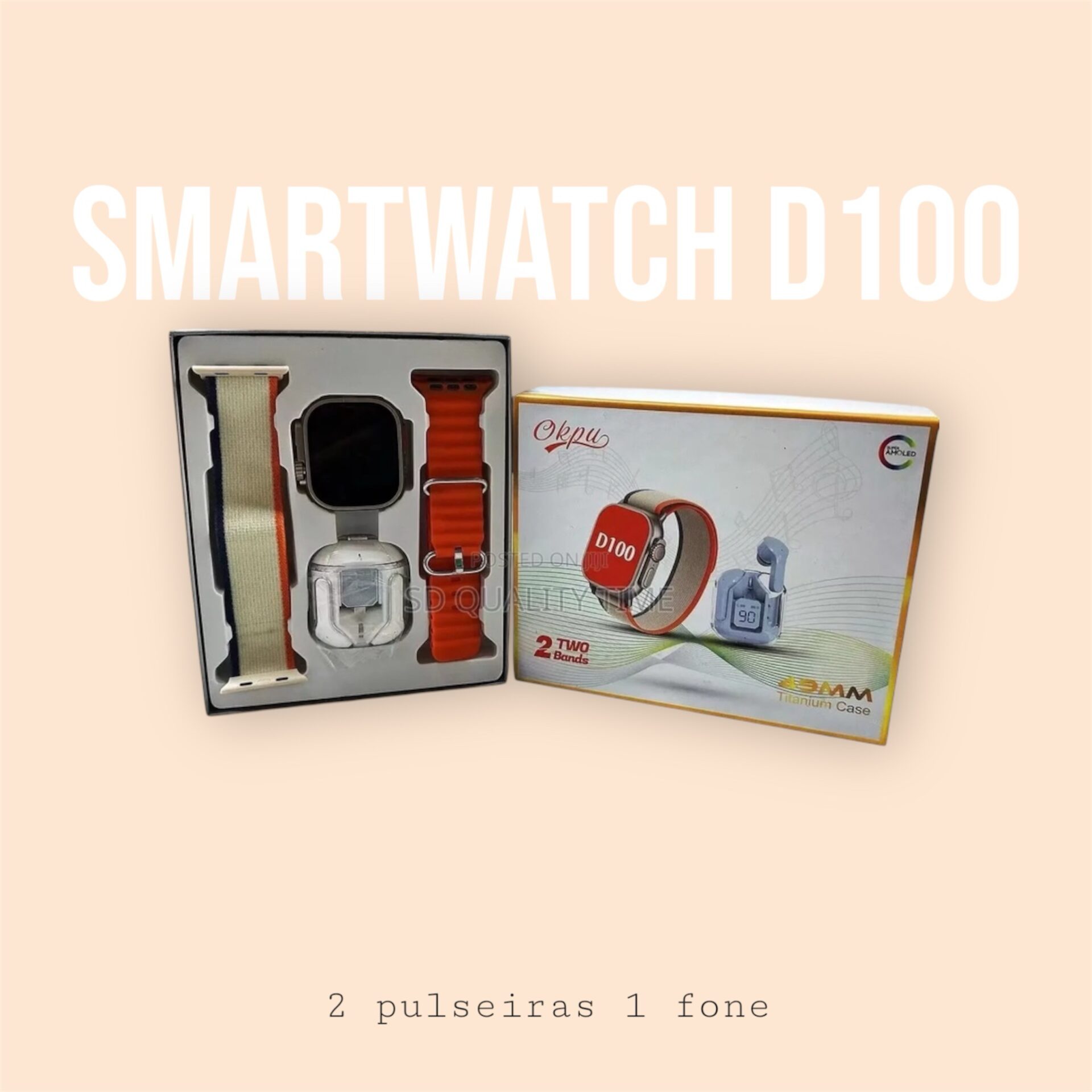 SMARTWATCH D100 REMOSU 2 PULSEIRA E UM FONE BT